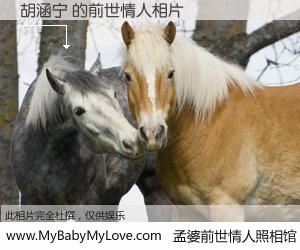 #孟婆前世情人照相馆# 【胡涵宁 的前世情人】前生，我们相亲相爱，相约下辈子还要在一起，你的誓言可别忘记。然而轮回路上的一碗孟婆汤，却将一切归零。茫茫人悔，谁是我的前世情人？胡涵宁 的前世情人，有图有真相：