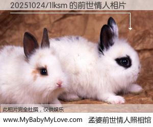 #孟婆前世情人照相馆# 【20251024/1lksm 的前世情人】前生，我们相亲相爱，相约下辈子还要在一起，你的誓言可别忘记。然而轮回路上的一碗孟婆汤，却将一切归零。茫茫人悔，谁是我的前世情人？20251024/1lksm 的前世情人，有图有真相：